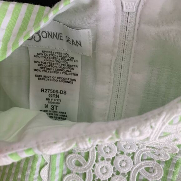 Bonnie Jean Green White Striped Dress - Picture 3 of 4